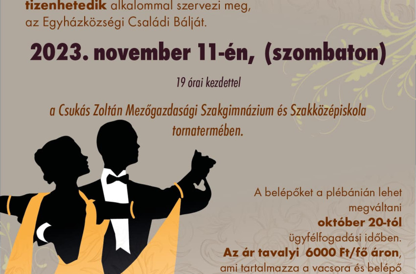 Családi bált szervez a csornai Jézus Szíve templom egyházközsége